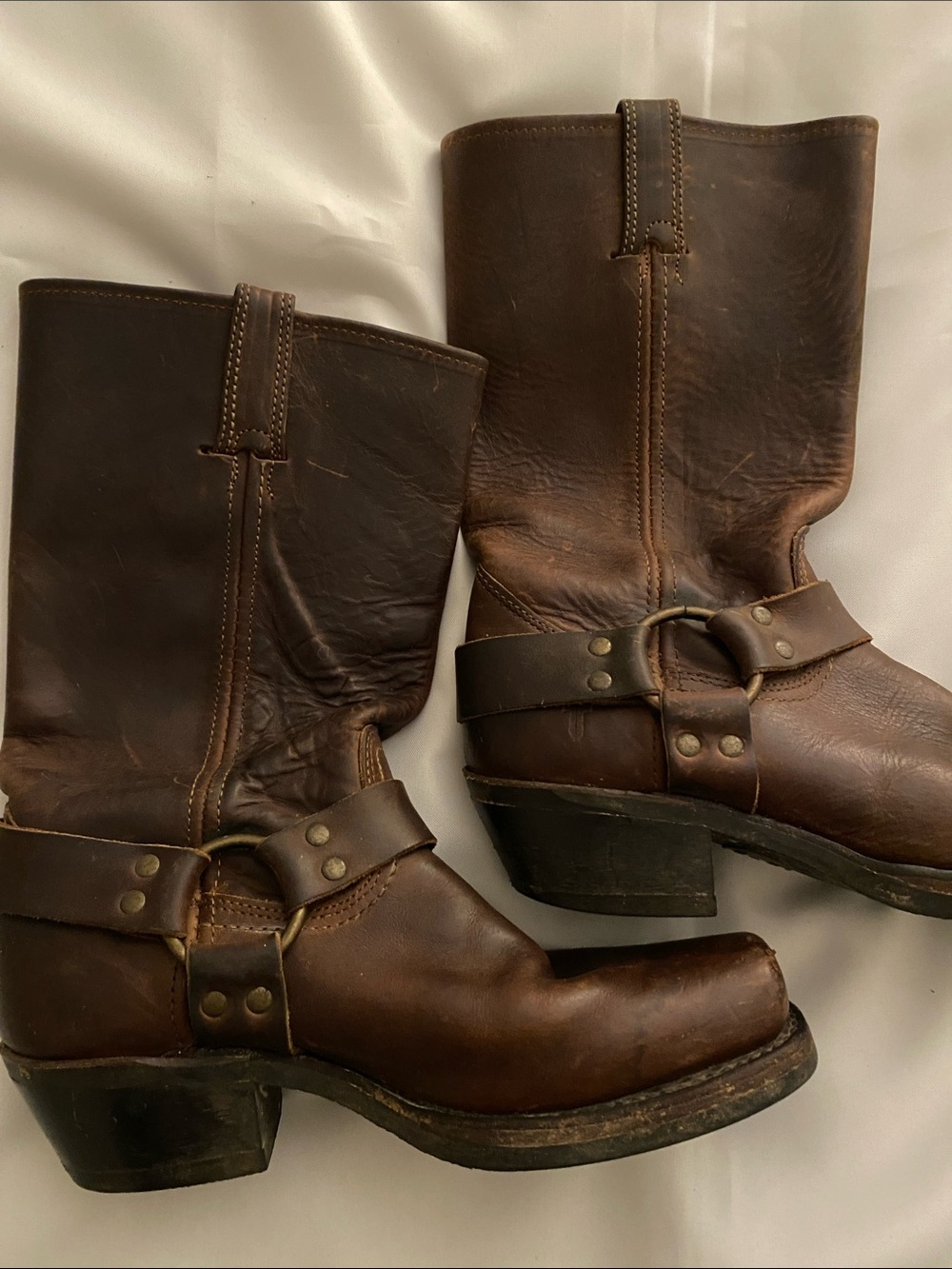 Frye Brown Leather Harness Moto Boots - Picture 8 of 10